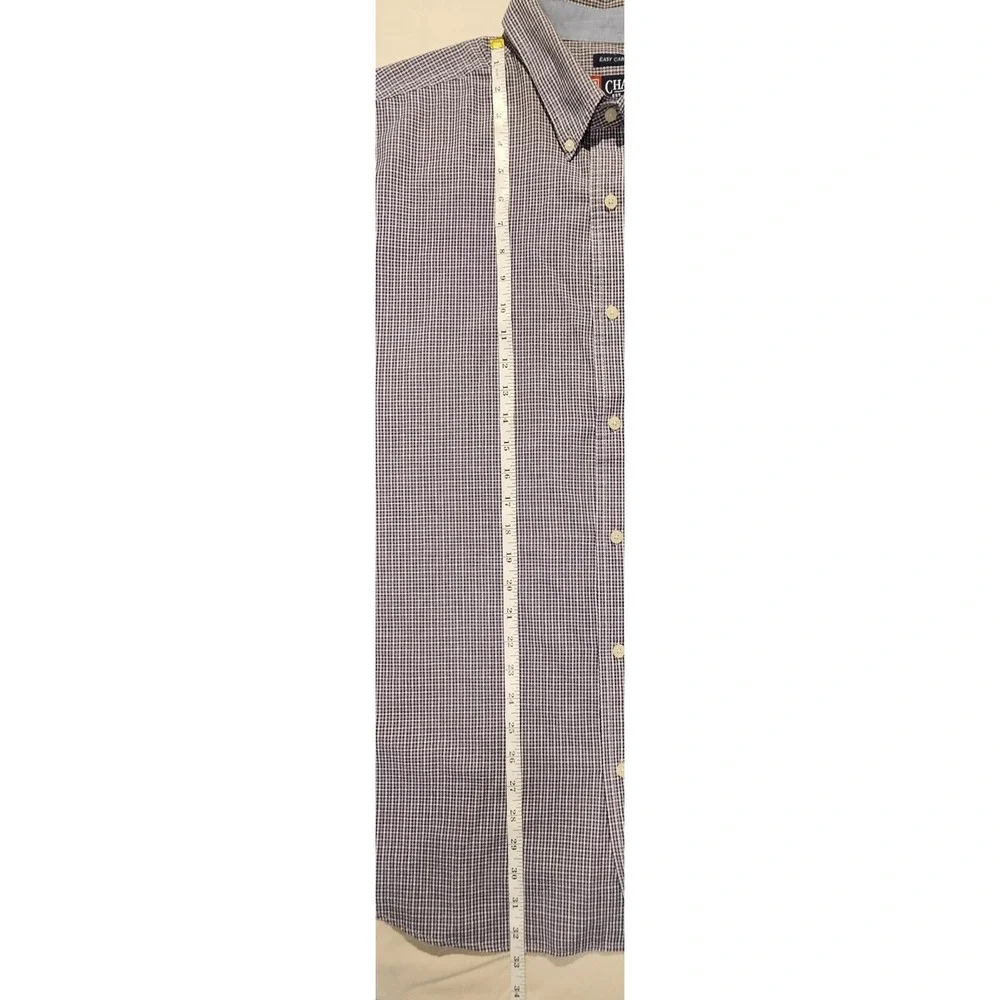 Chaps Easy Care Shirt Mens XXL Blue White Check Long Sleeve Button Down Pocket